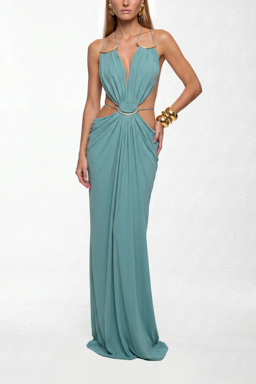 Vestido midi de encaje bordado con brezo