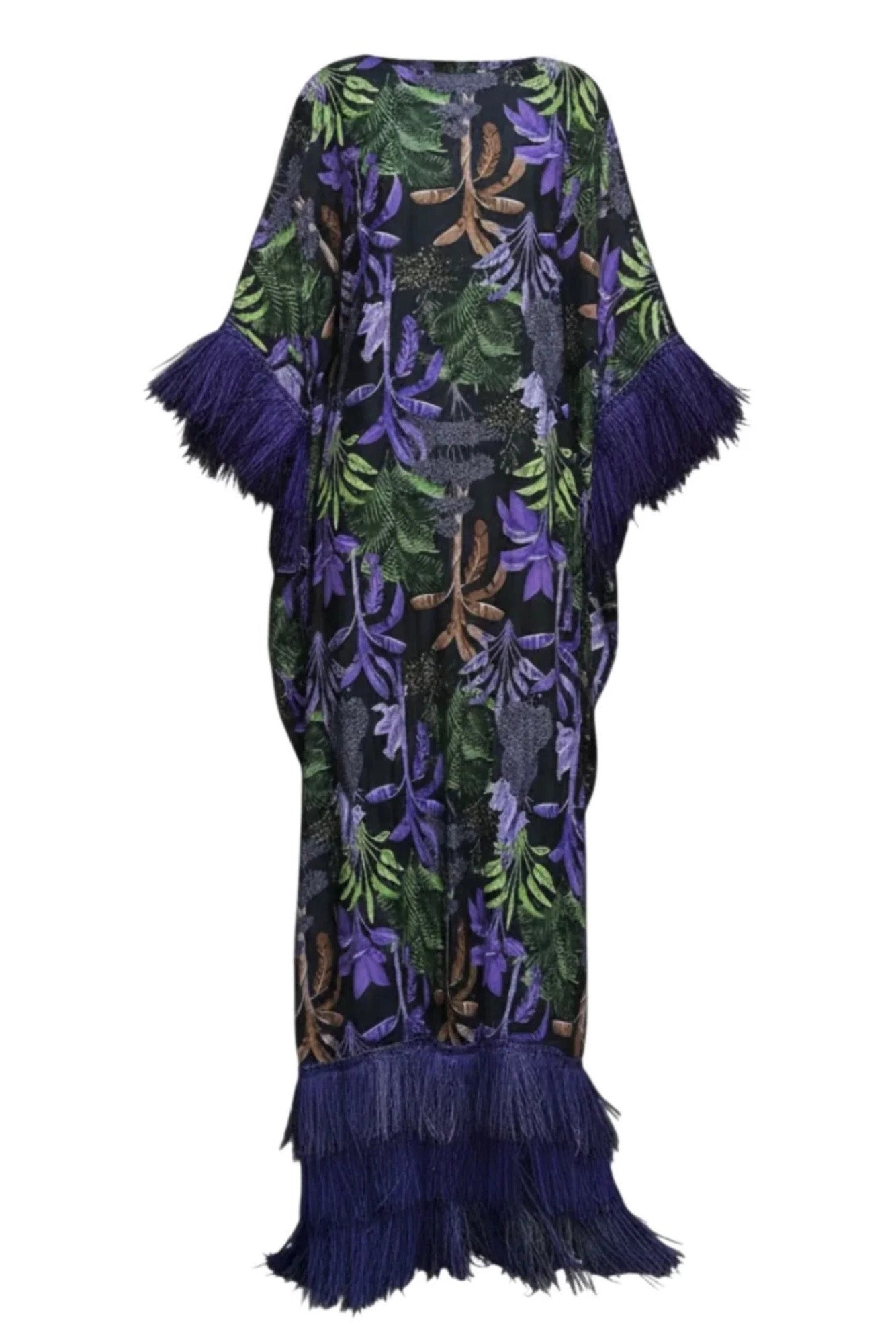 Moody Jungle Print Kaftan Maxi Dress