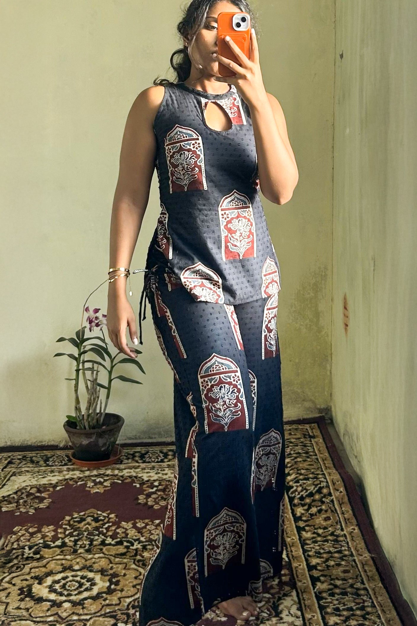 Zestaw spodni z nadrukiem blokowym w kolorze indygo Mughal