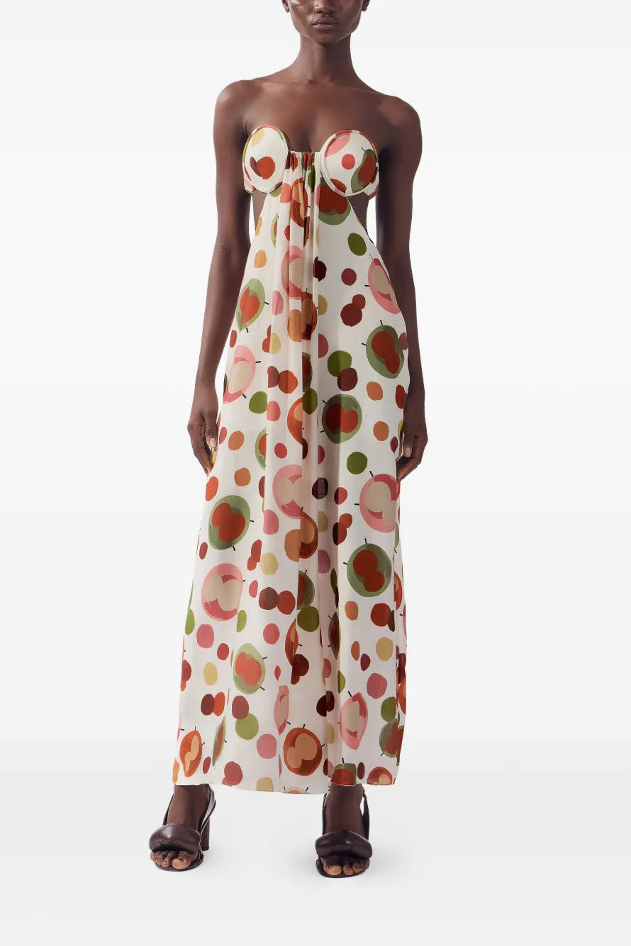 Vestido largo plisado crema elegante