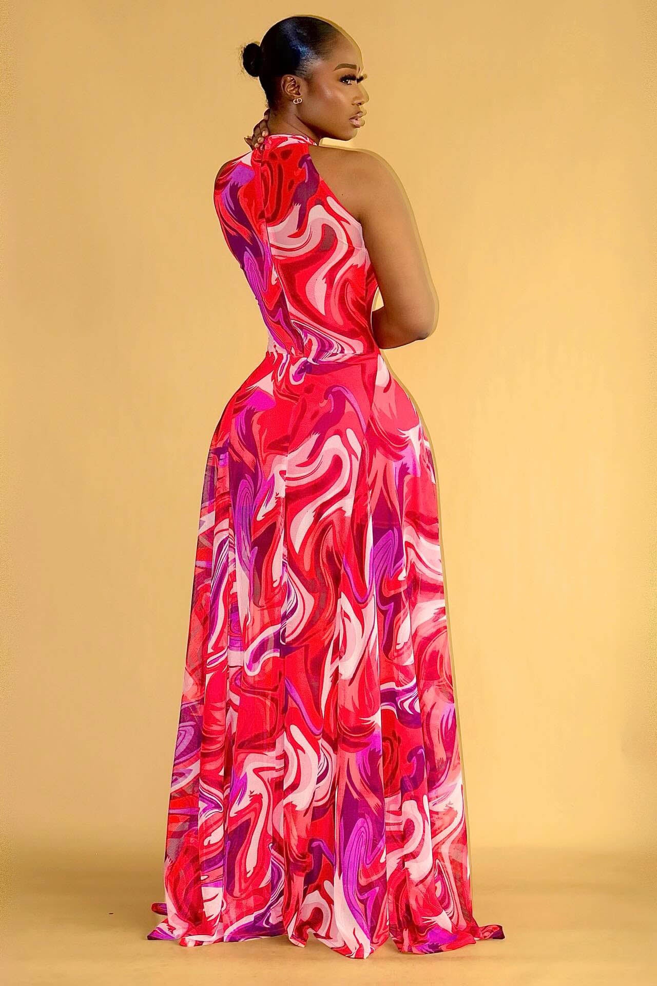 Vibrant Tie-Dye Back-Tie Maxi Dress