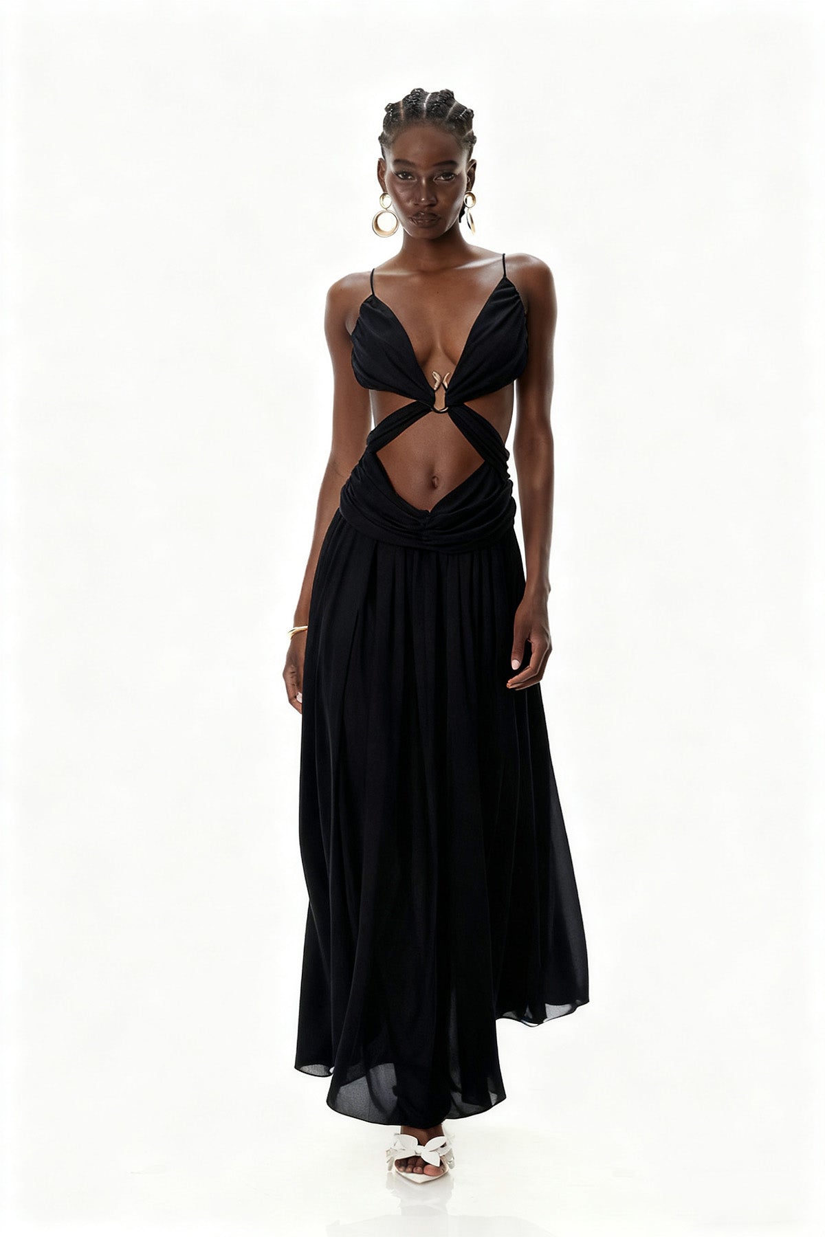 Midnight Veil Cut-Out Maxi Dress