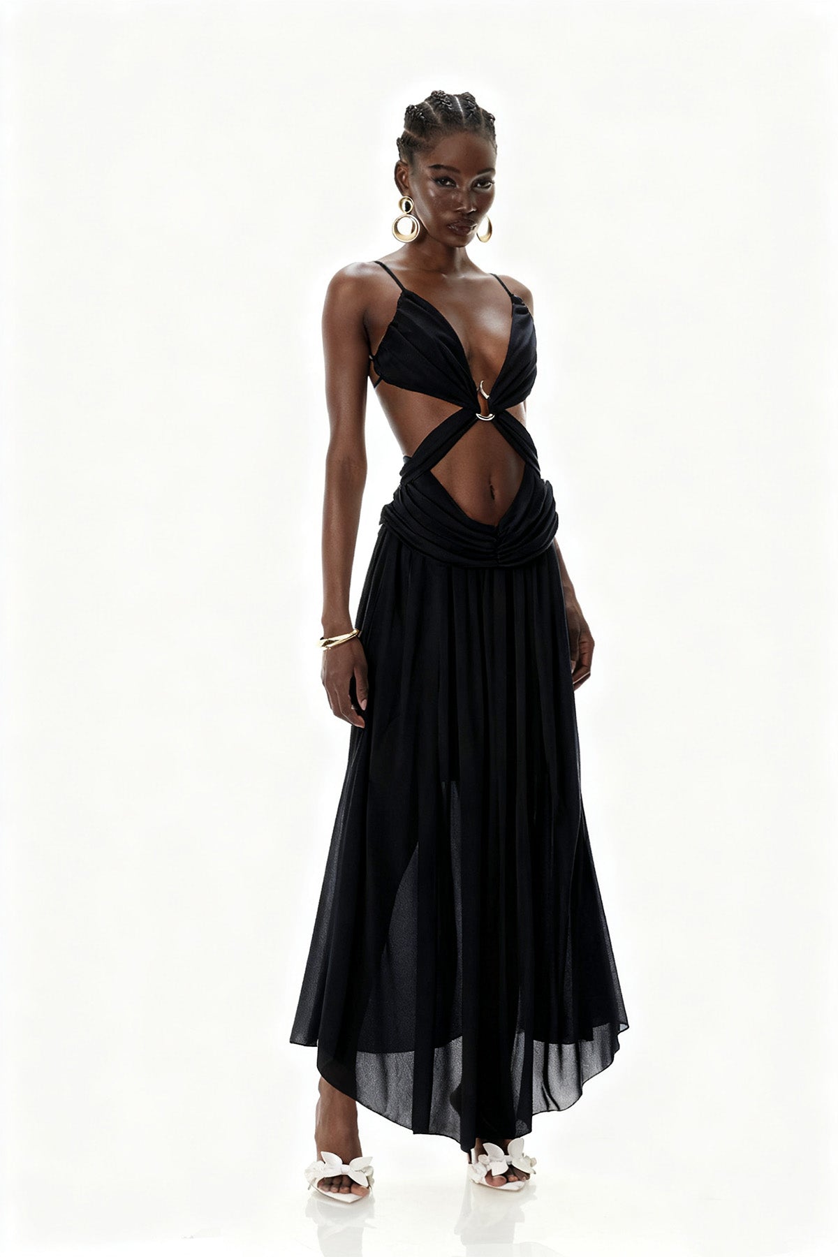 Midnight Veil Cut-Out Maxi Dress