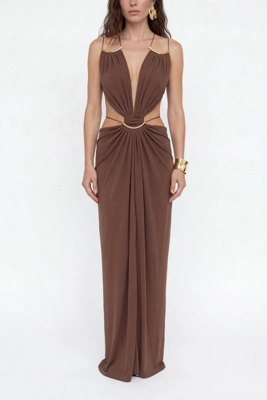 Vestido midi de encaje bordado con brezo