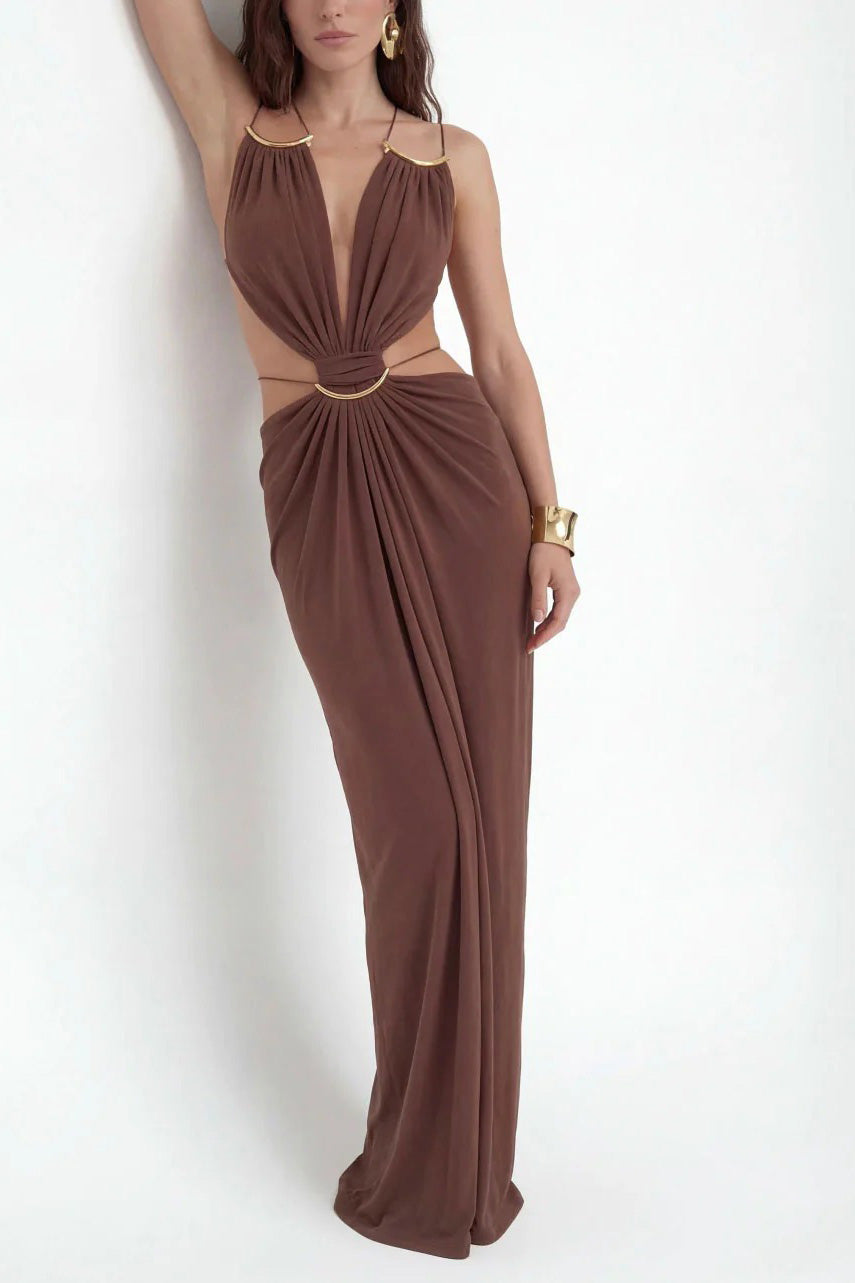 Vestido midi de encaje bordado con brezo