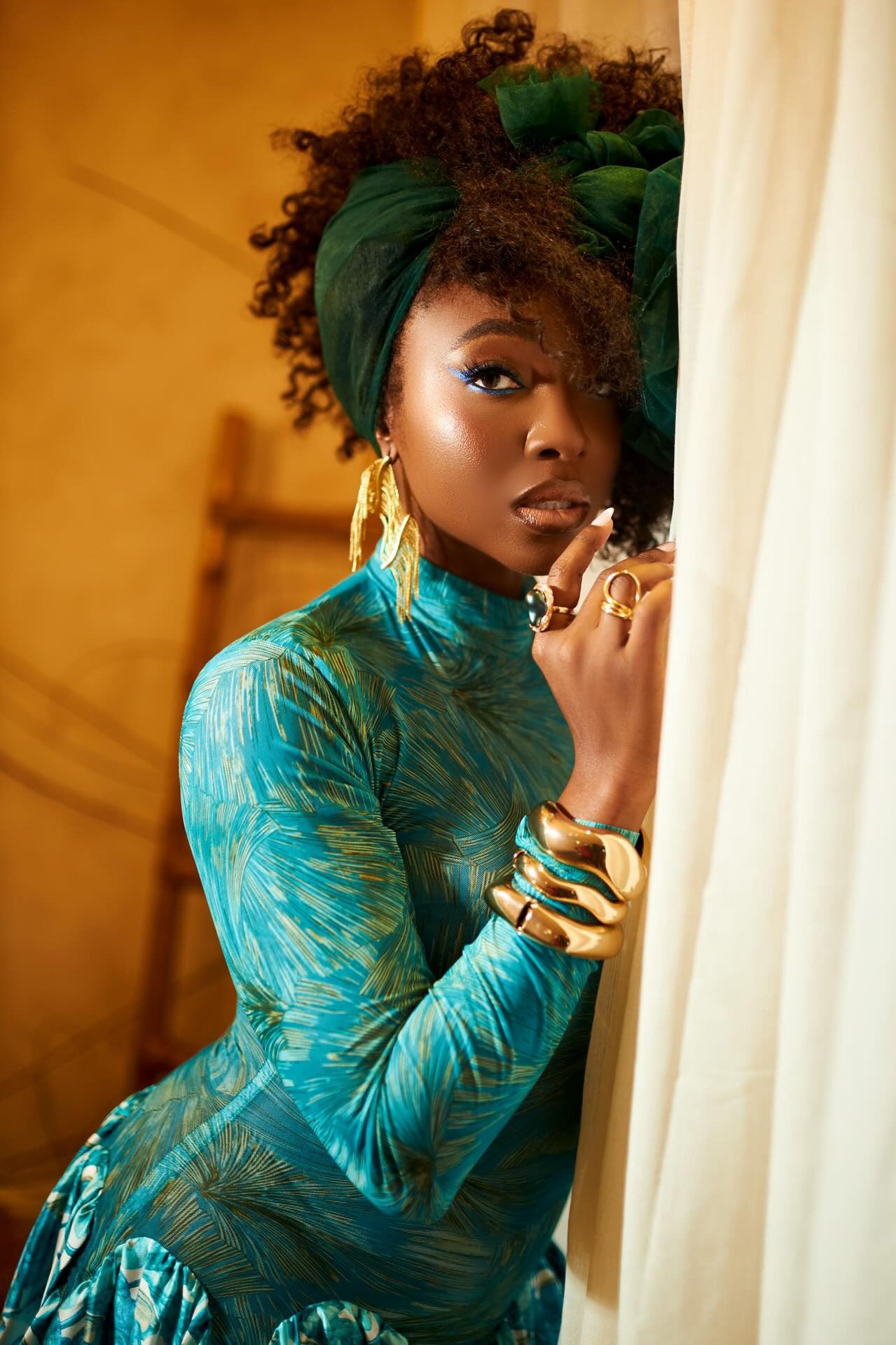 Oceanic Abstract Pleated Maxi Dress