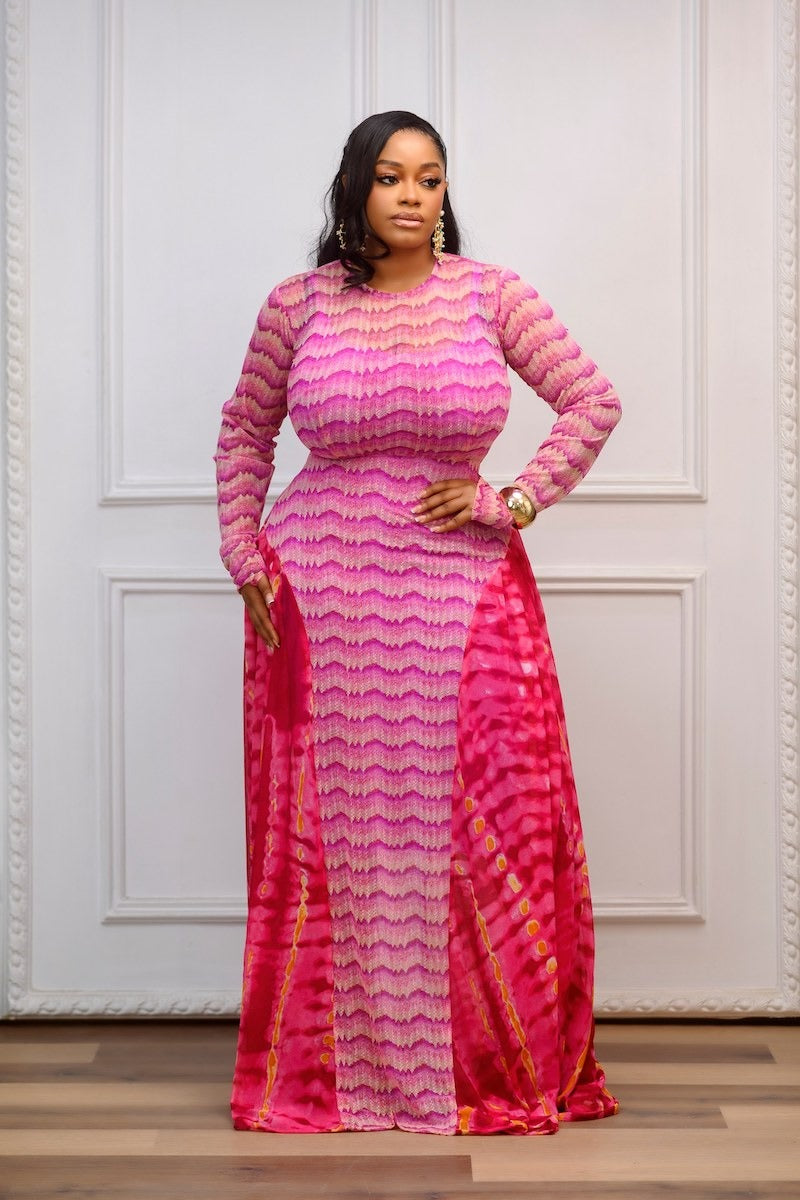 Bold Wave Print Maxi Dress