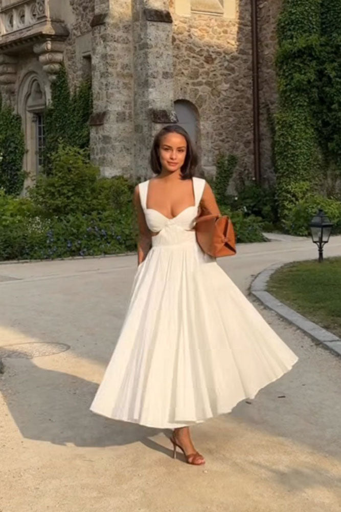 Robe midi dos nu avec détail nœud