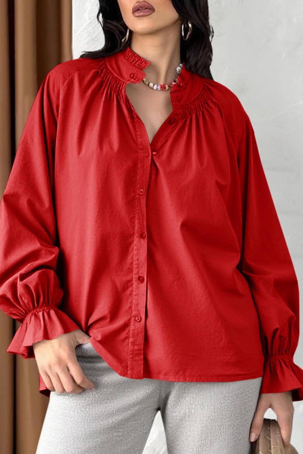 Puff Long Sleeve Button Down Shirt