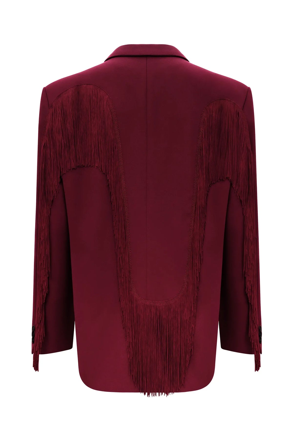 Burgundy Fringe Heart Blazer Jacket