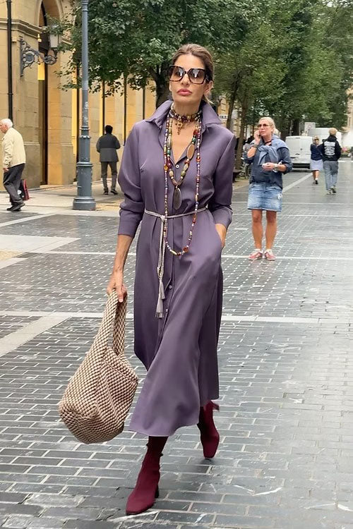 Retro Style Lapel Shirt Dress