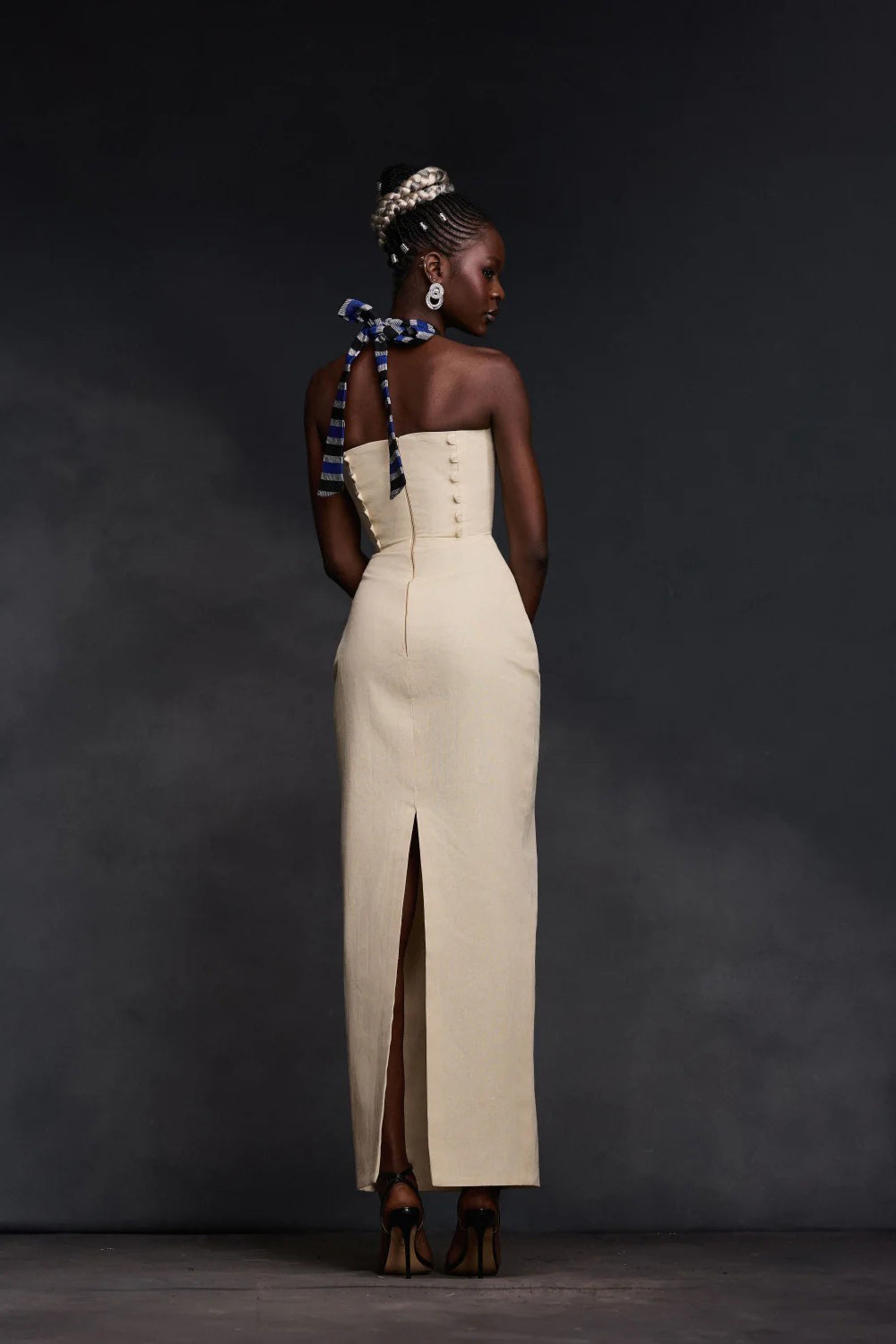 Maxi-Kleed mat Gesiichtsmuster