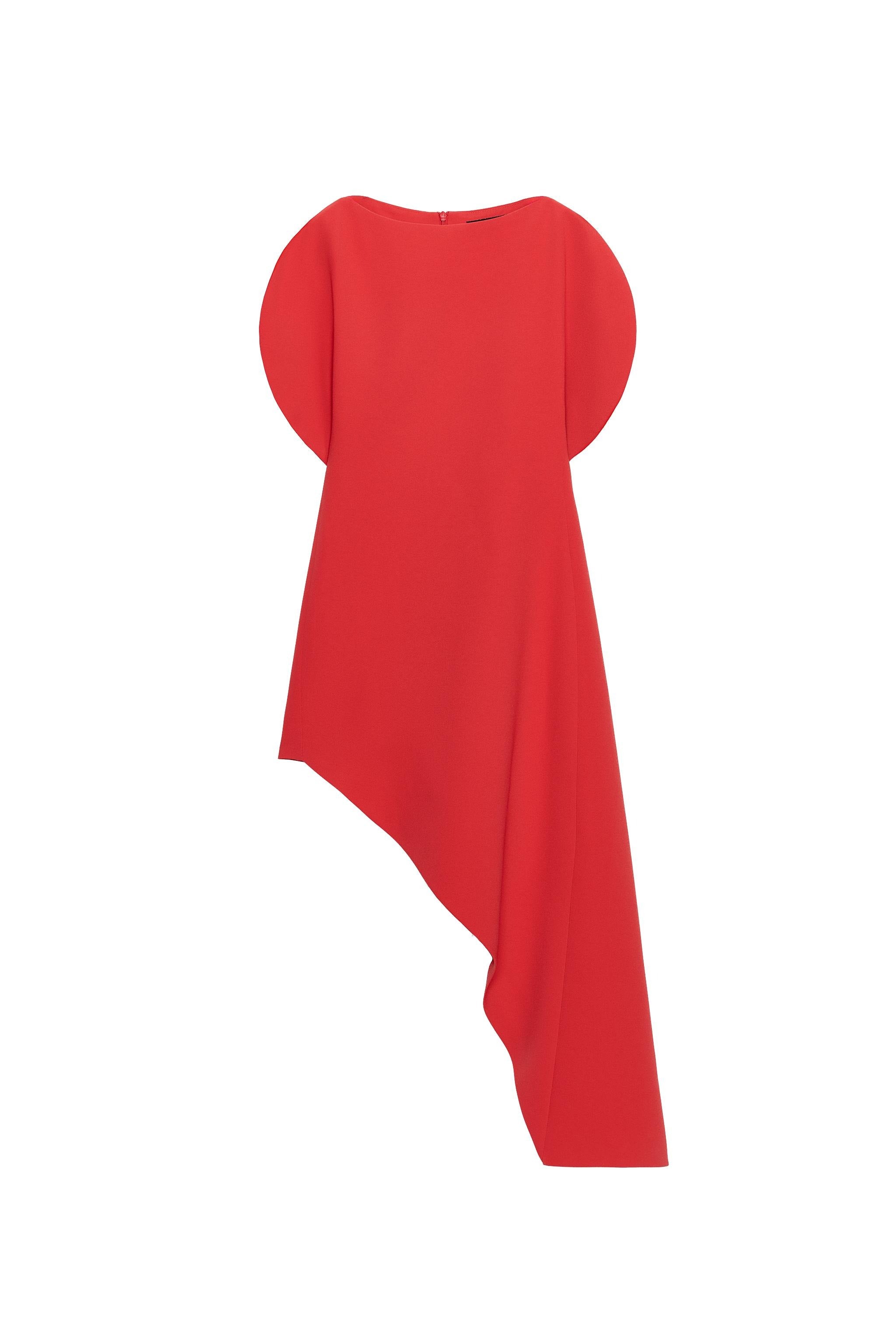 Vestido midi rojo estructurado moderno