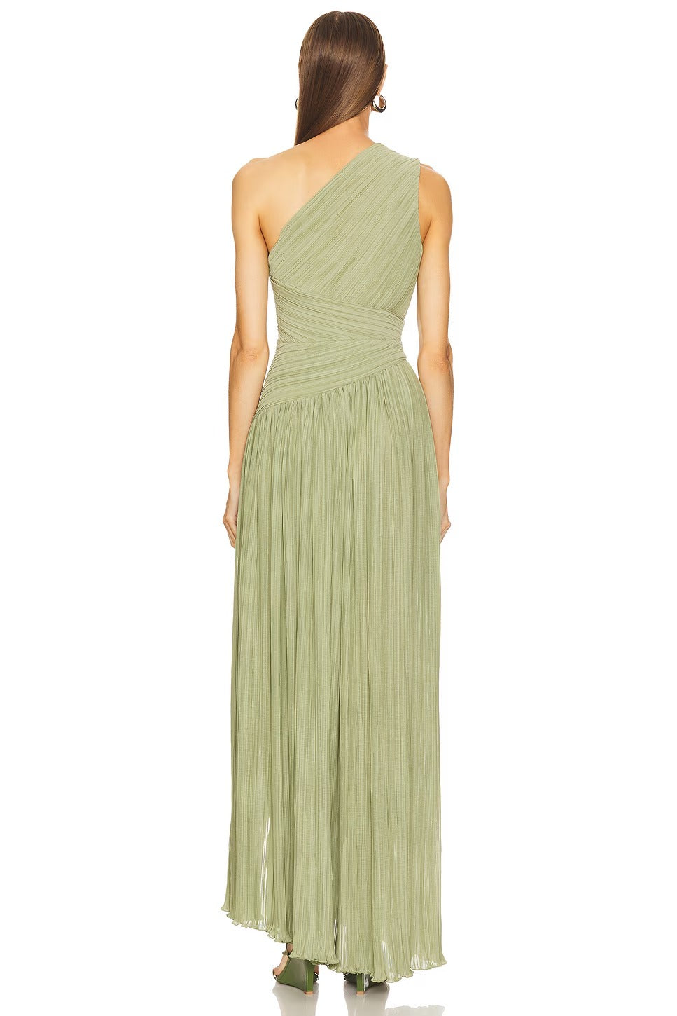 Vestido Midi Plissado Elegante de Um Ombro Só