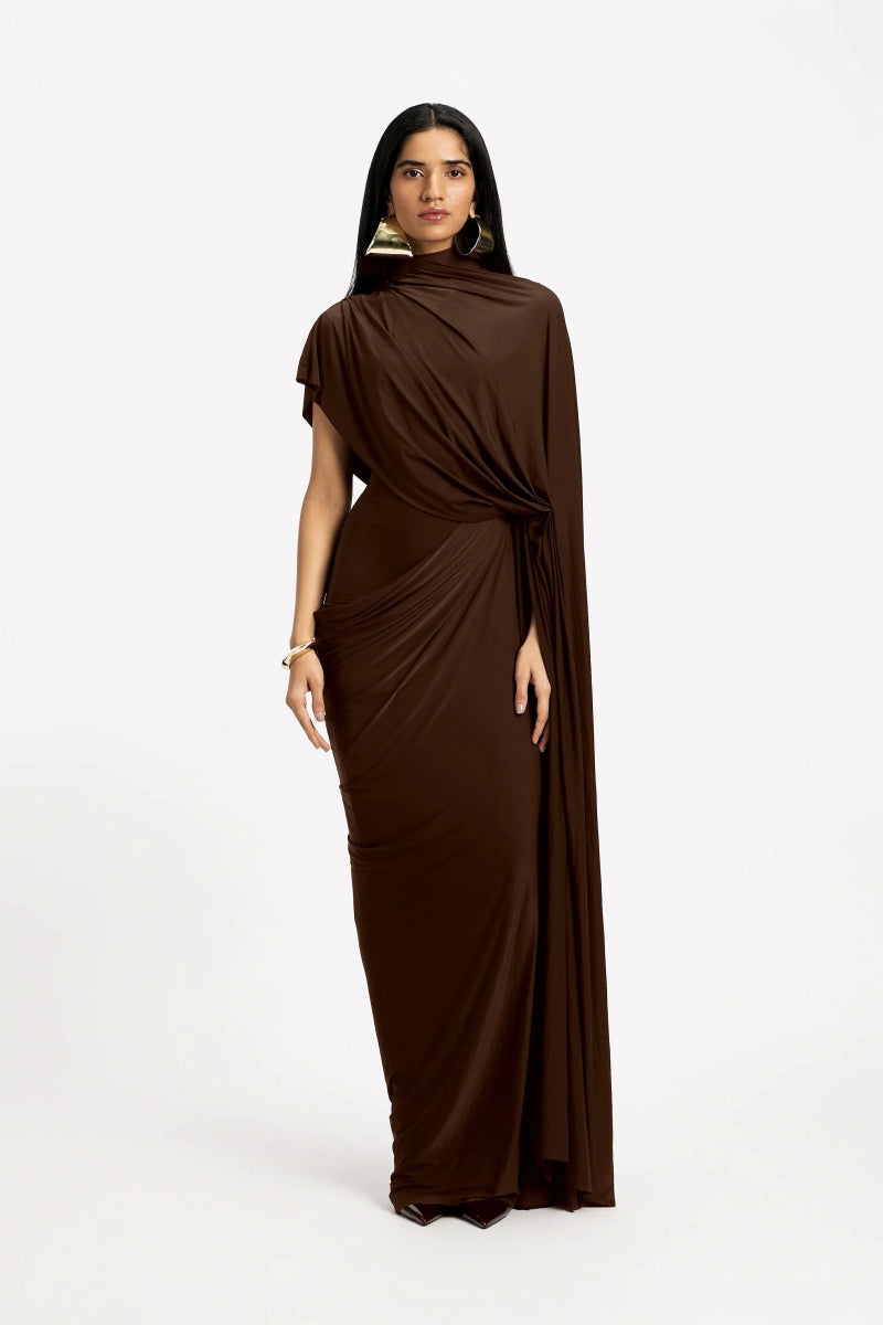 Brownie Cape Maxi Dress