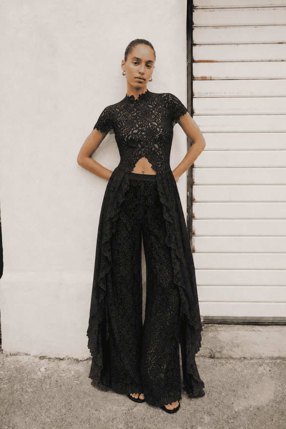 Sheer Cropped Lace Top