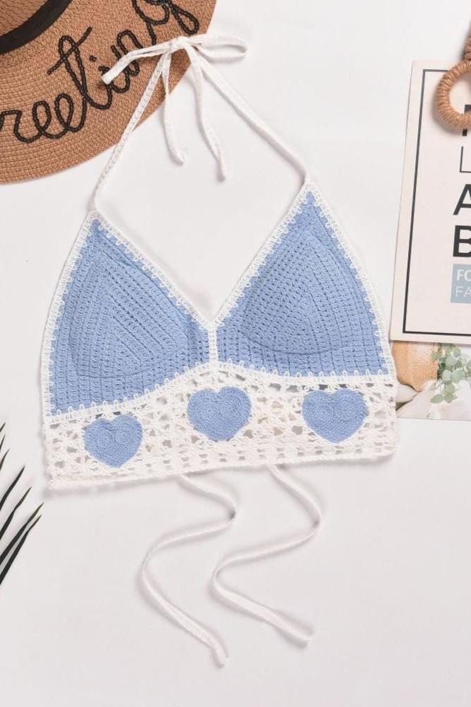 Josie Crochet Heart Bra Top-Sunfere