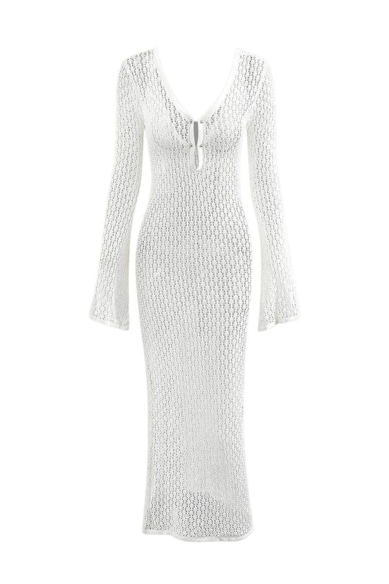 Josie Maxi-Strickkleid mit V-Ausschnitt und Cut-outs