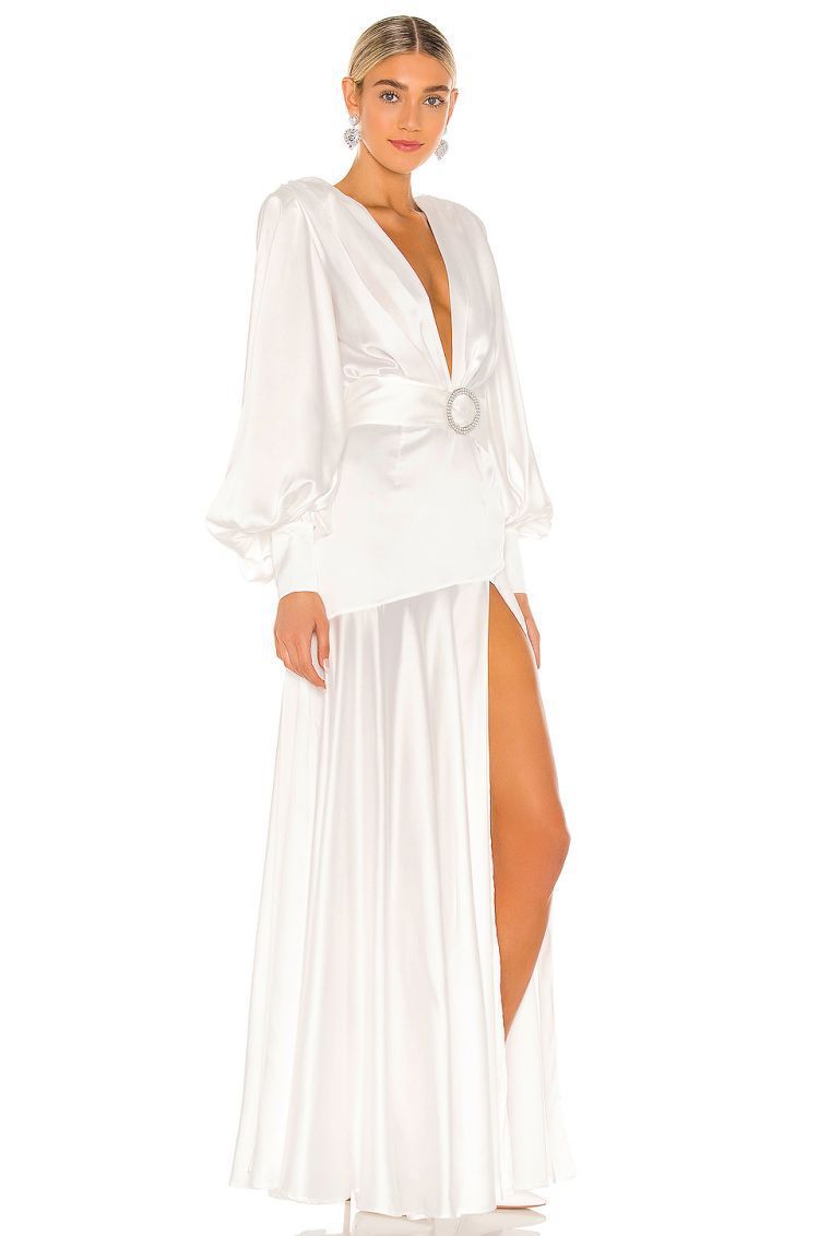 Phoebe V-Hals Gürtel Slit Maxi Kleed