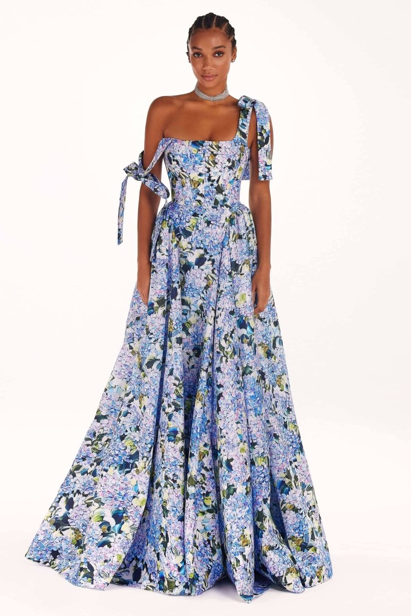 dresses-Kacey Hydrangea Printed Strap Maxi Dress-SD00603212509-Blue-S - Sunfere