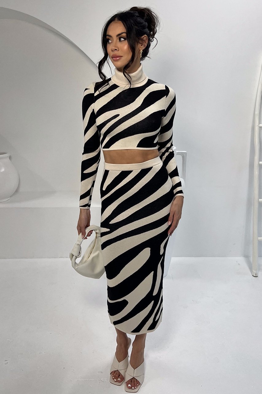 Lena Zebra Print Knit Set-Sunfere