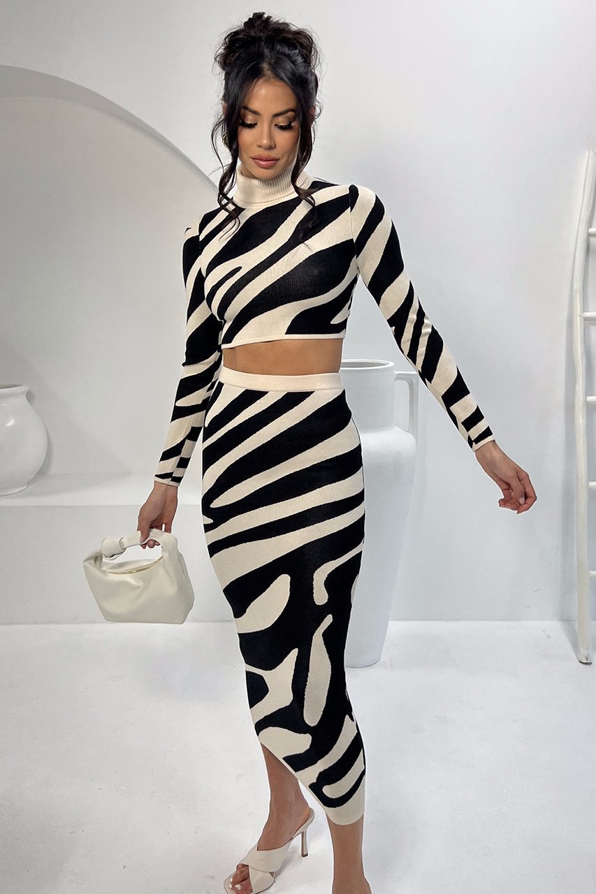 Lena Zebra Print Knit Set-Sunfere