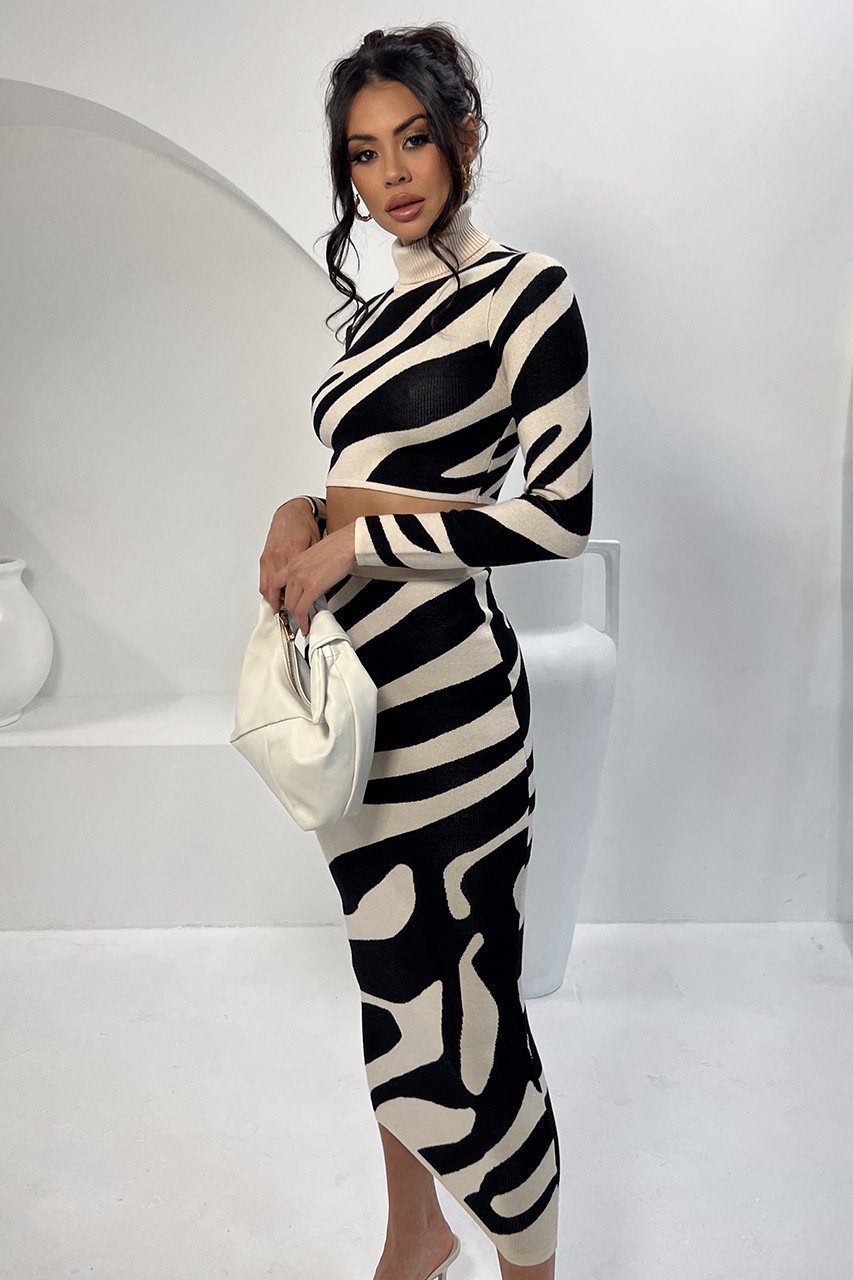 Lena Zebra Print Knit Set-Sunfere