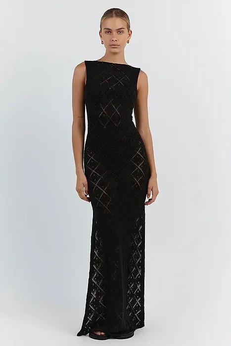 Lynn Knit Slit Maxi Dress-Sunfere