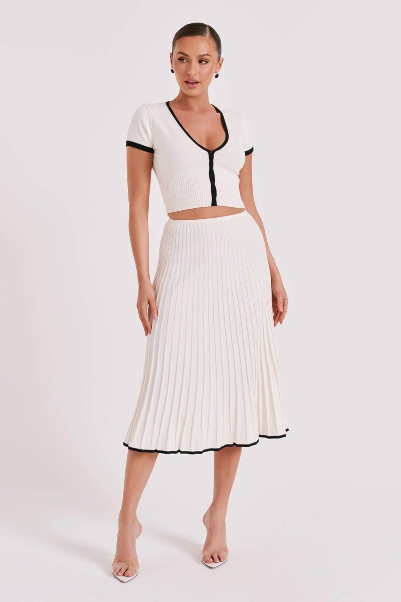 Marcia V-neck Pleated Skirt Set-Sunfere