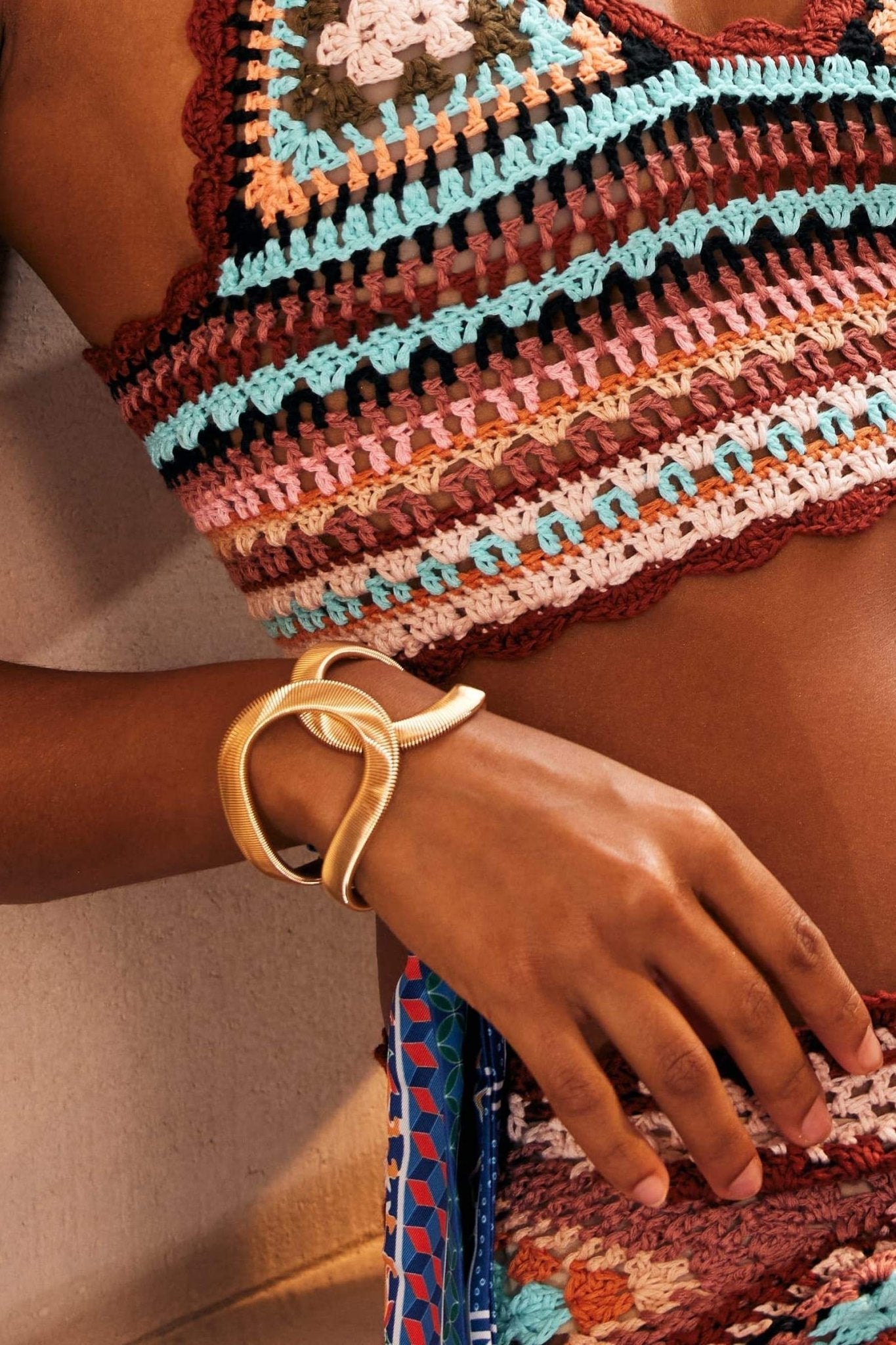 Metallic Textured Geometric Bracelet-Sunfere