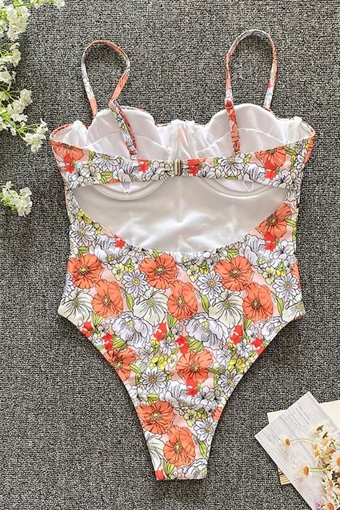 Mois Printed Cut-out Swimsuit-Sunfere