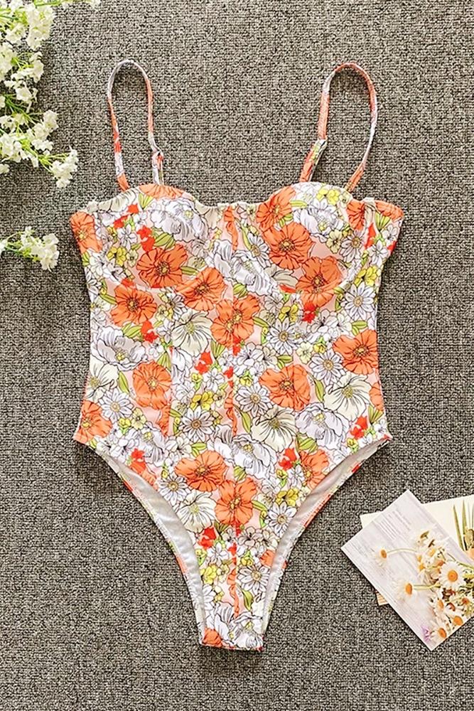 Mois Printed Cut-out Swimsuit-Sunfere