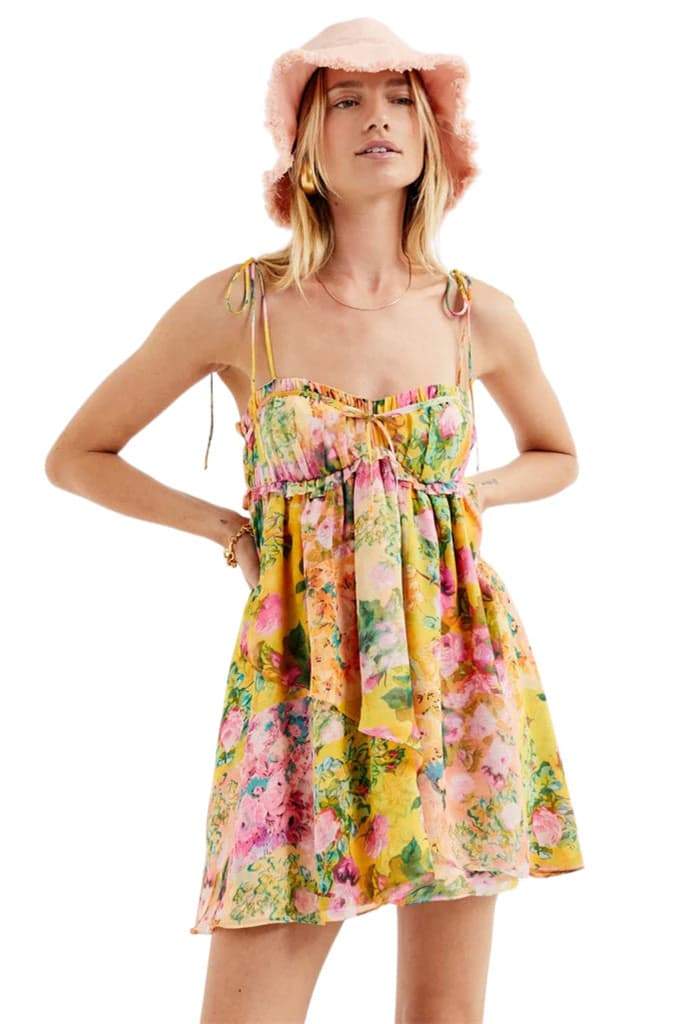 Vestido curto de chiffon com estampa floral Mona