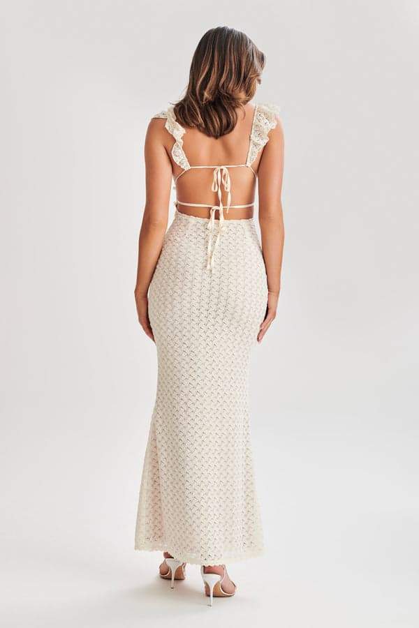 Muriel Ruffle Cut-out gebreide maxi-jurk