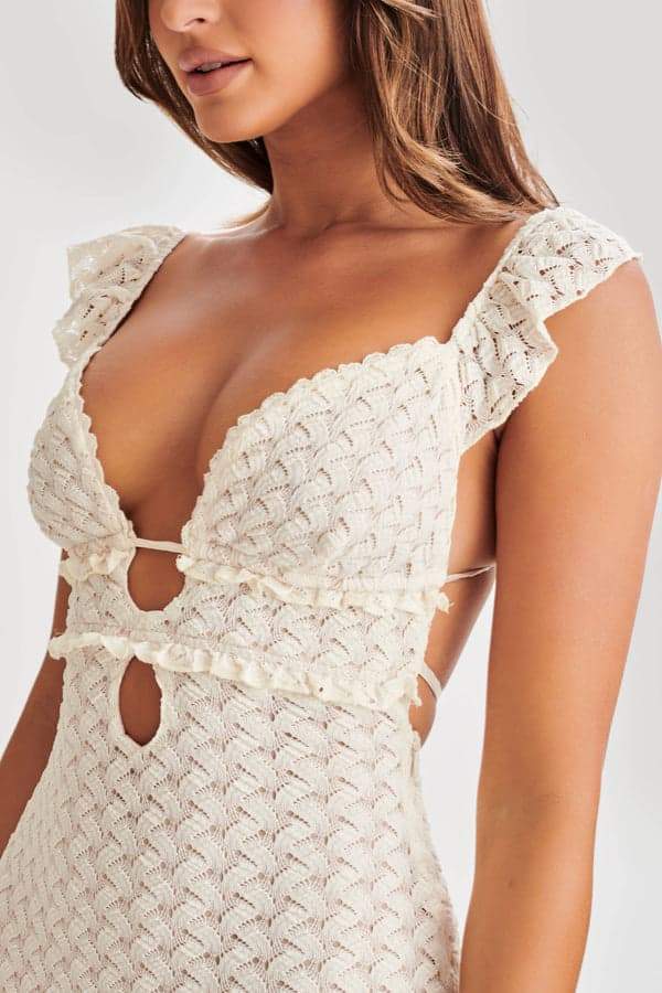 Πλεκτό Maxi Φόρεμα Muriel Ruffle Cut-out