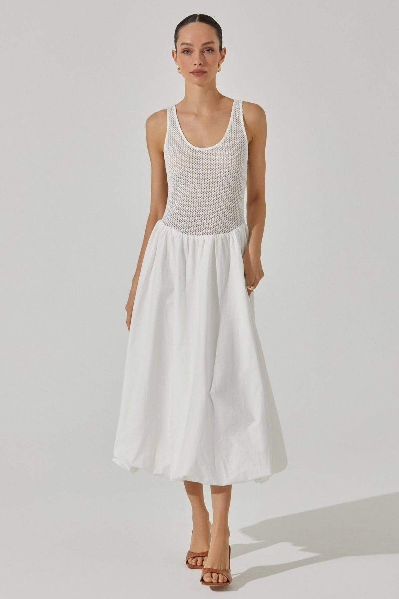 dresses - Novia Contrast Sleeveless Midi Dress - SD00606272980 - White - S - Sunfere