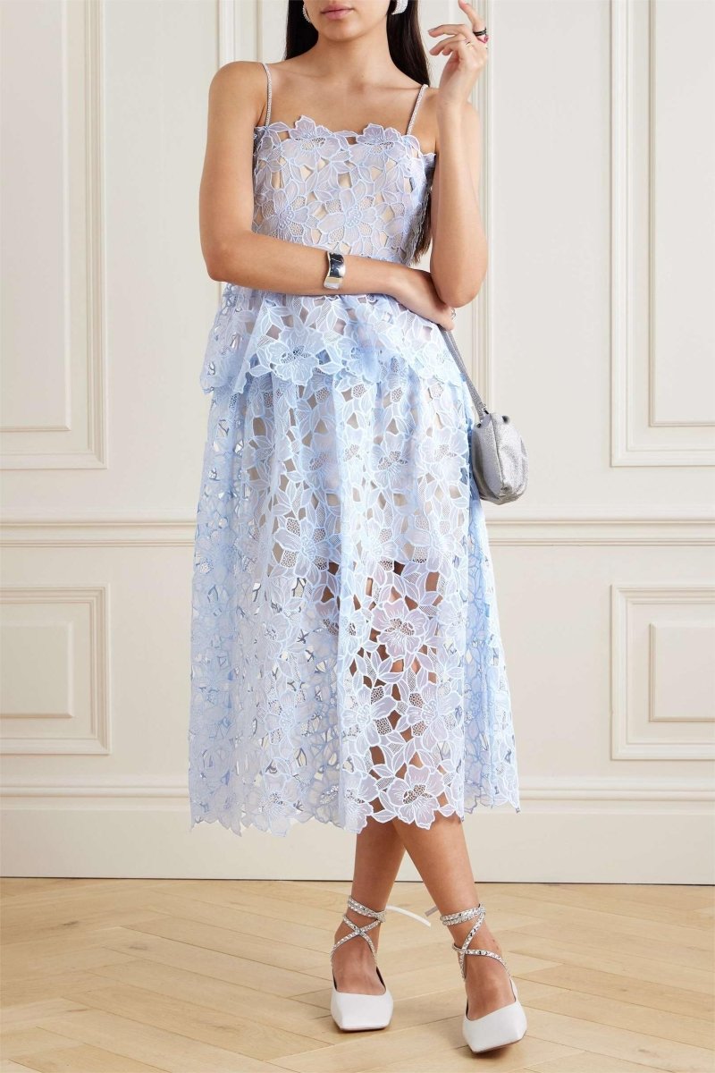 dresses - Ophelia Lace Tiered Cami Midi Dress - SD00707313256 - Blue - S - Sunfere