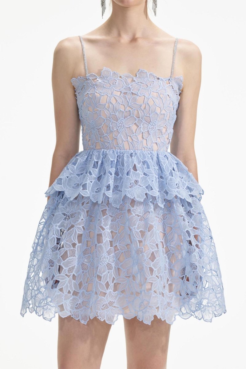 dresses - Ophelia Lace Tiered Cami Mini Dress - SD00707313259 - Blue - S - Sunfere