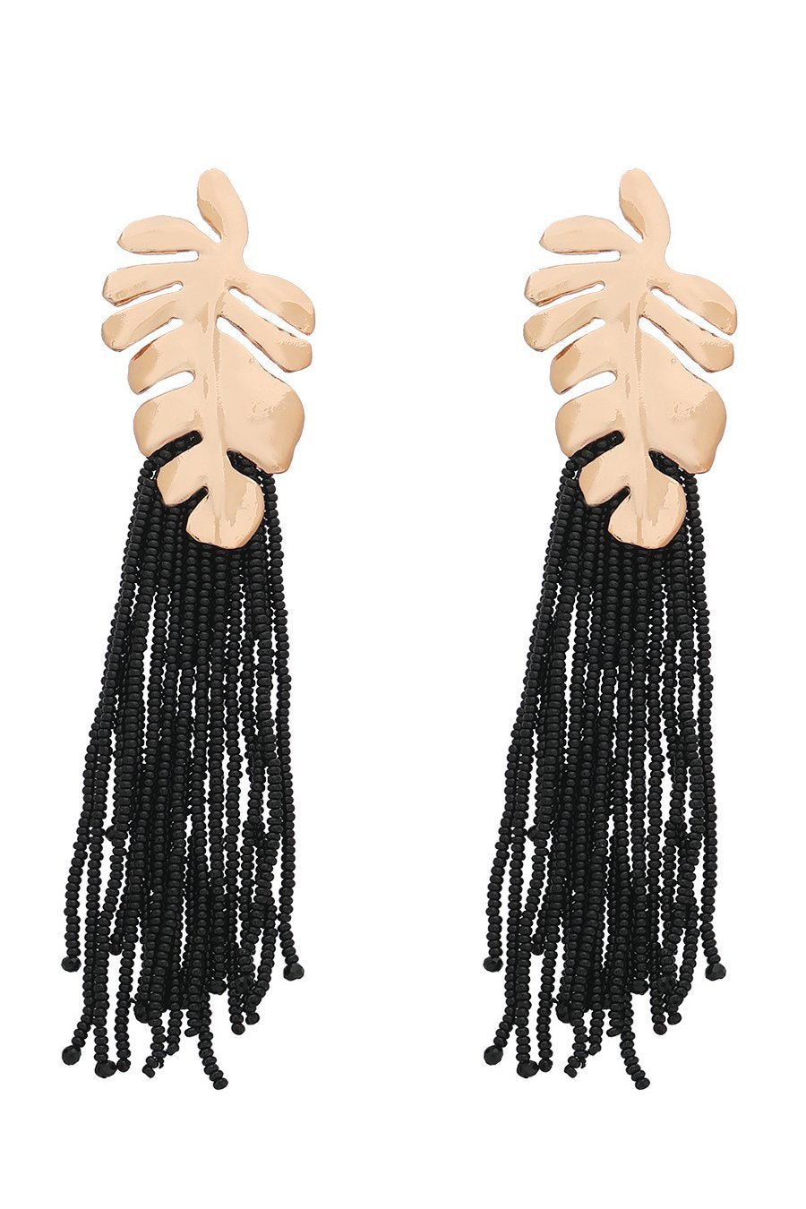 Palm Frond Beads Tassel Earring