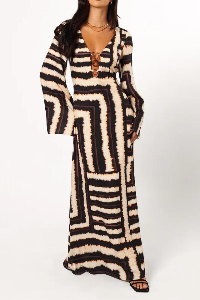 Noria Print Tortoiseshell Ring Maxi Dress