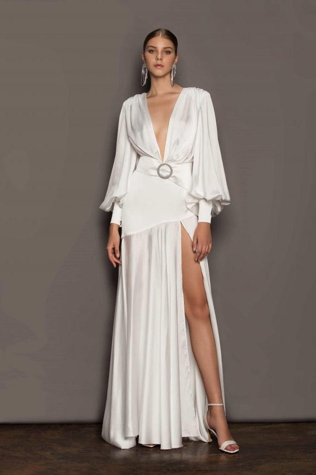 Robe Blanche Longue Fendue Robe Maxi Fendue Robe Longue Fendue à