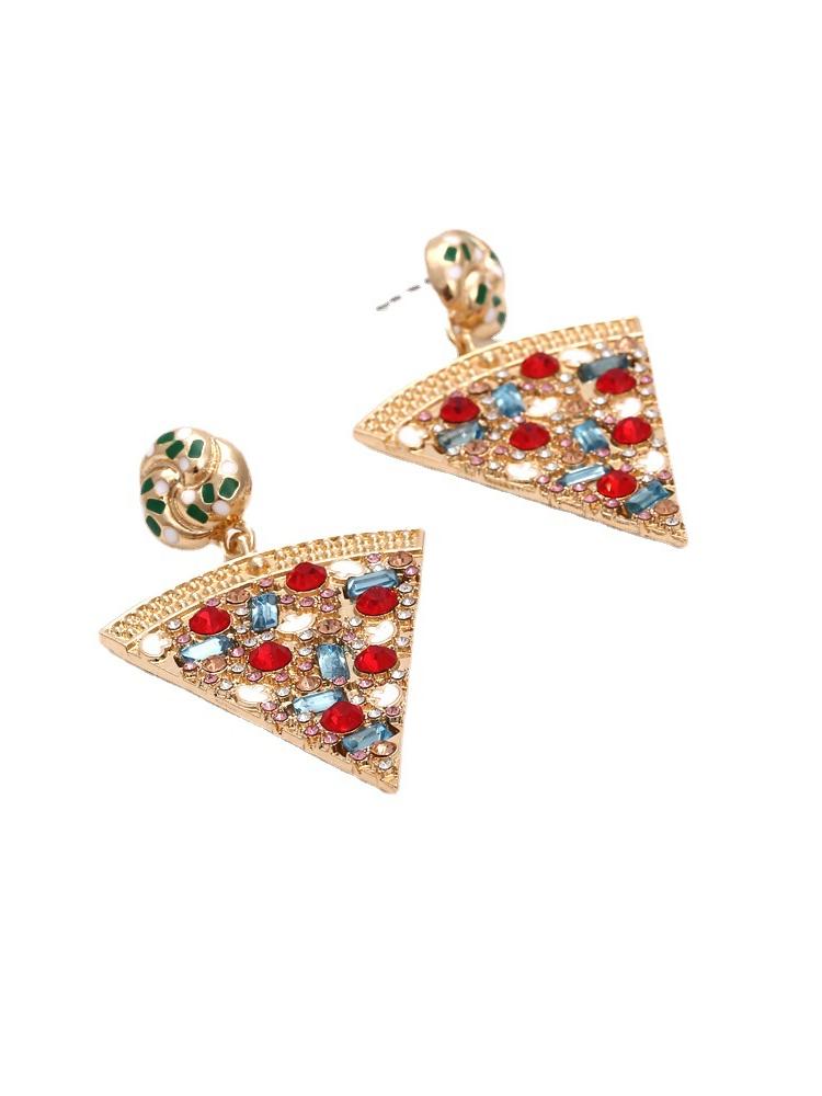 Pendientes colgantes de diamantes con forma de pizza