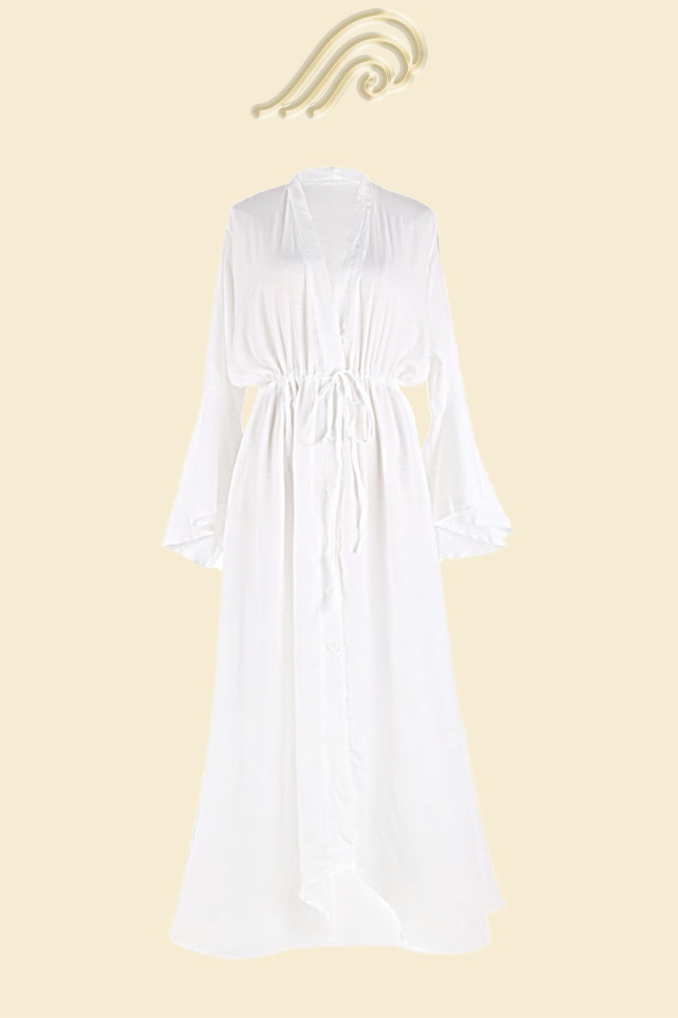 Elvira Maxi-cover-up met knoopsluiting en trekkoord