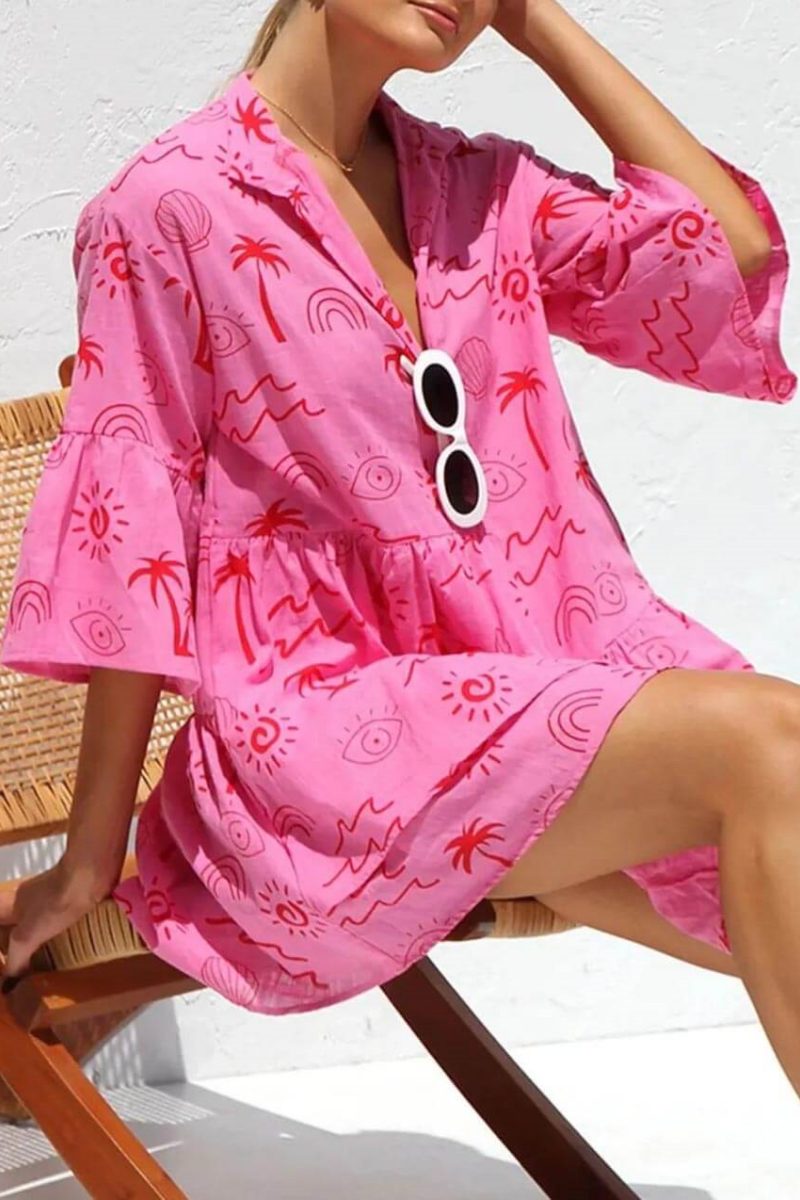 Ethnic Style Loose Shirt Short Dress