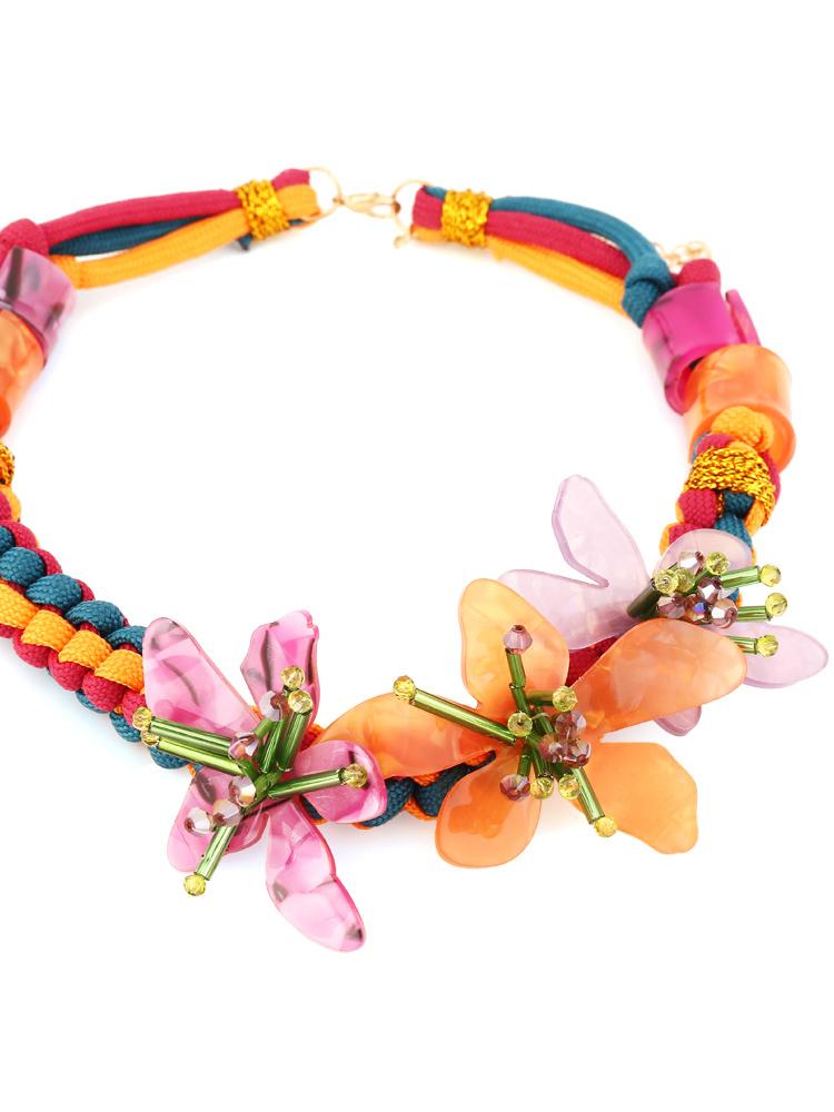 Collier tissé à fleurs en acrylique Riva