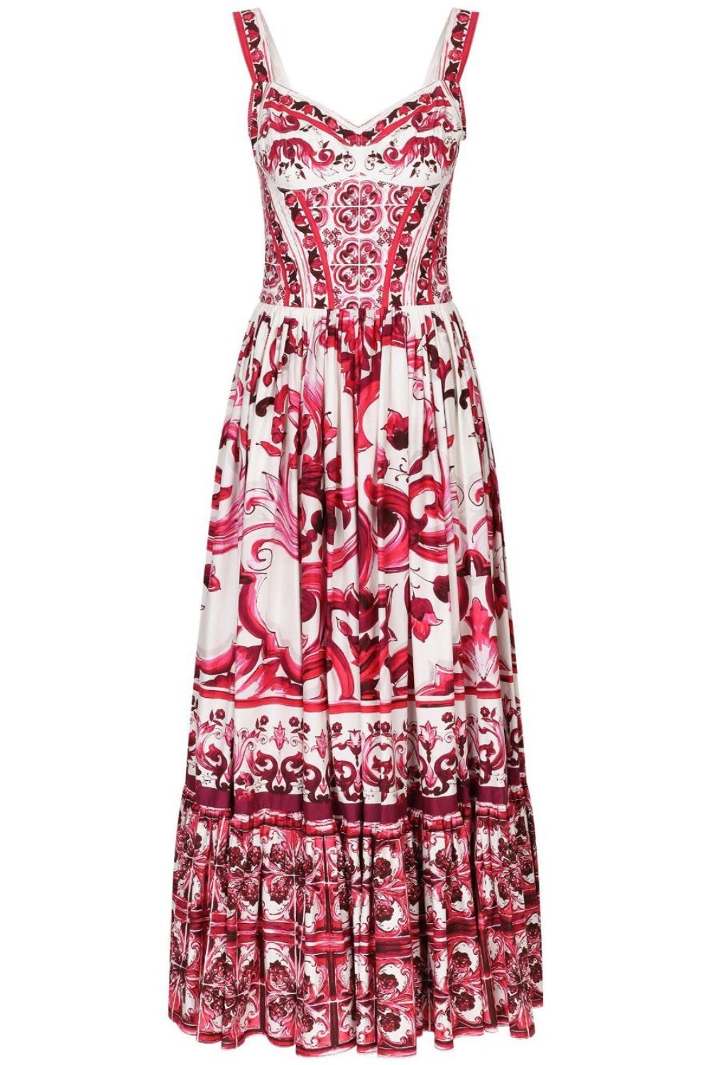 dresses-Sibyl Printed Shirred Strap Maxi Dress-SD0020627642-Red-S - Sunfere