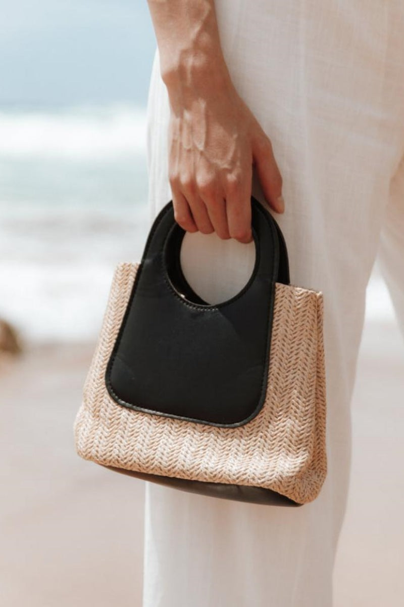 Sac fourre-tout en cuir et paille Sigrid