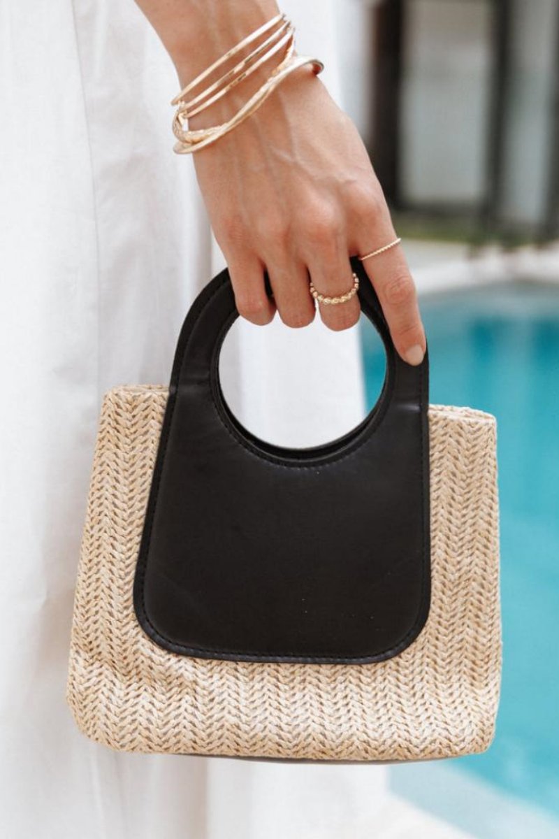 Sac fourre-tout en cuir et paille Sigrid